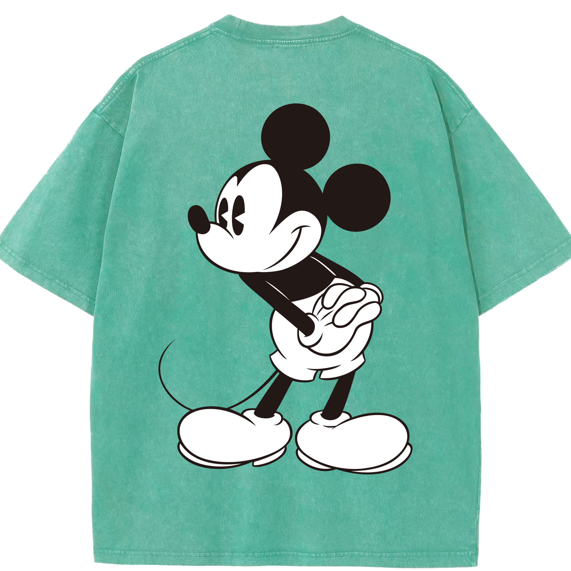（画像用） ミッキーマウス Mickey Mouse 綿100% ヴィンテージ風 半袖Tシャツ（背面プリント）